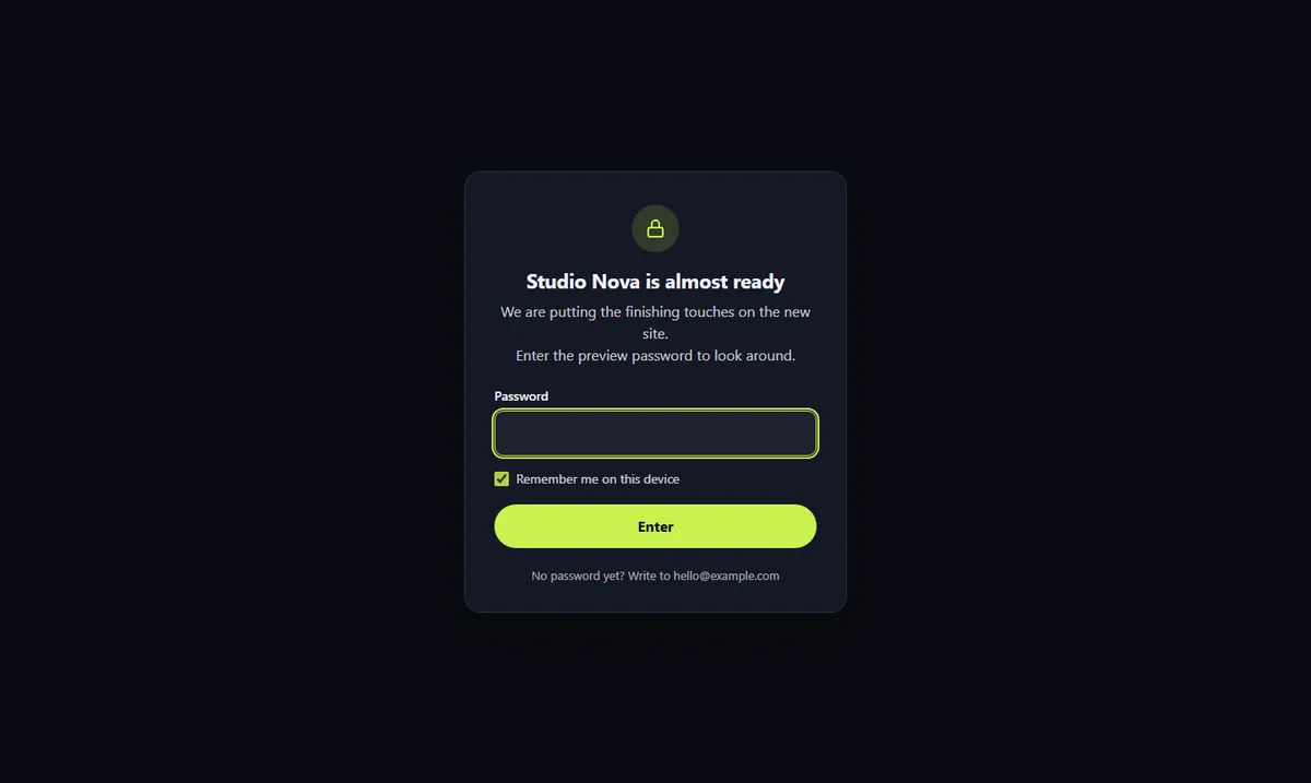 The password screen a visitor sees on a locked WordPress site