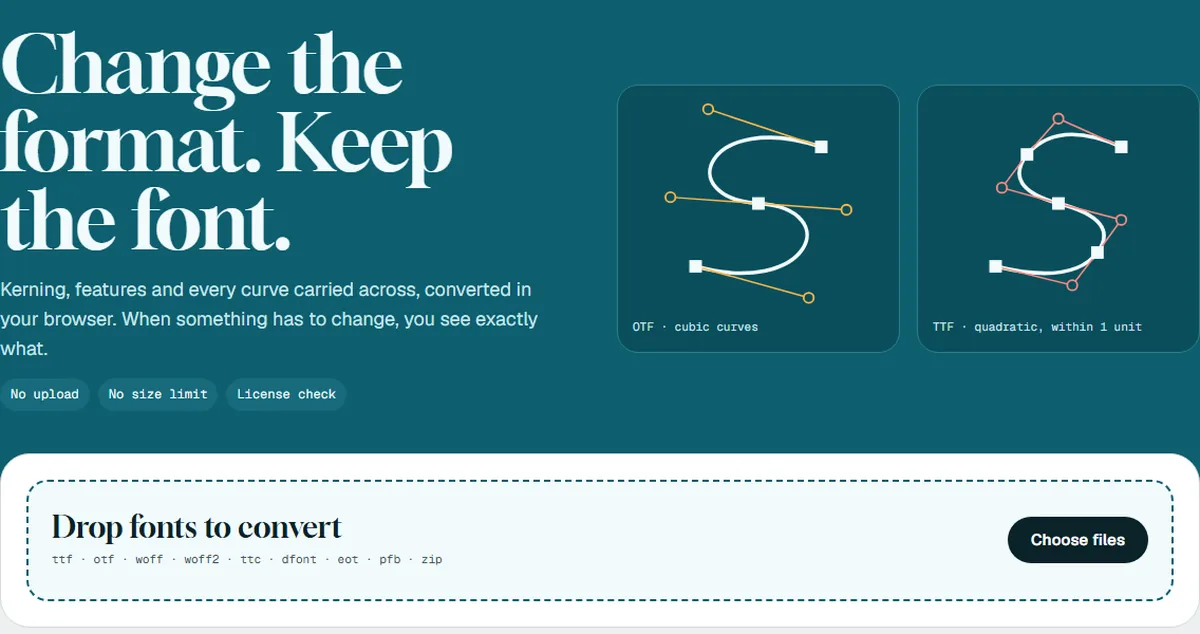 Refont home screen: drop fonts to convert them in your browser