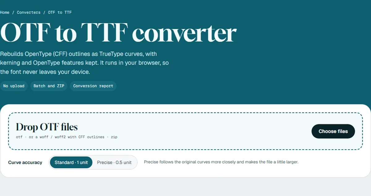 Refont OTF to TTF converter with a curve accuracy setting